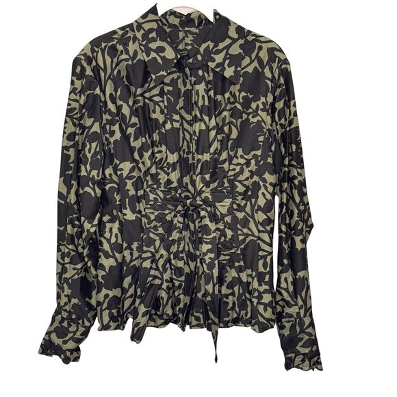Vtg Yves Saint Laurent Shirt Size 38 Floral Print Silk Tie Waist Designer Blouse - Picture 1 of 9